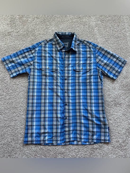 Kuhl Other - KUHL Eluxur Performance Shirt Mens Medium Blue Plaid Snap Button Hiking Gorpcore
